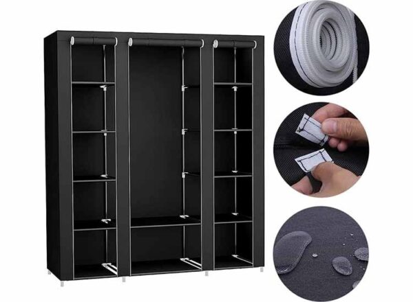 Lowander Garderobekast 'Bari' - Snel en Stijlvol Opbergen zonder Gereedschap - Zwart